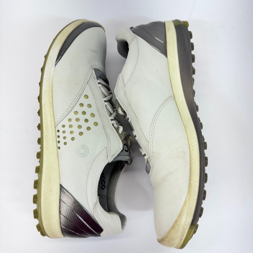ECCO Biom Hybrid Hydromax Spikeless Golf Shoes Men Size 7 White Gray Yak Leather - Picture 3 of 11